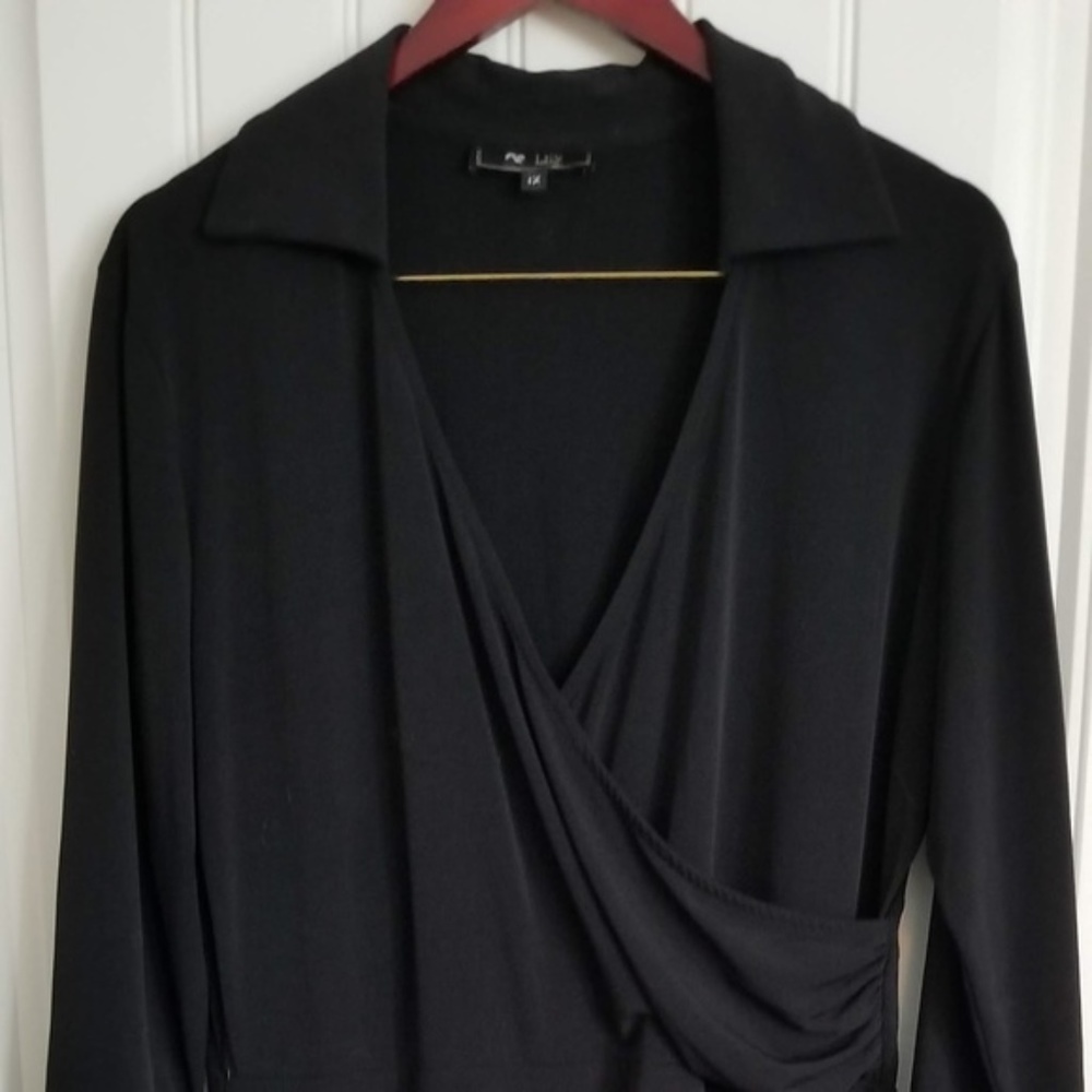 Black Faux Wrap Dress by Lily 1x